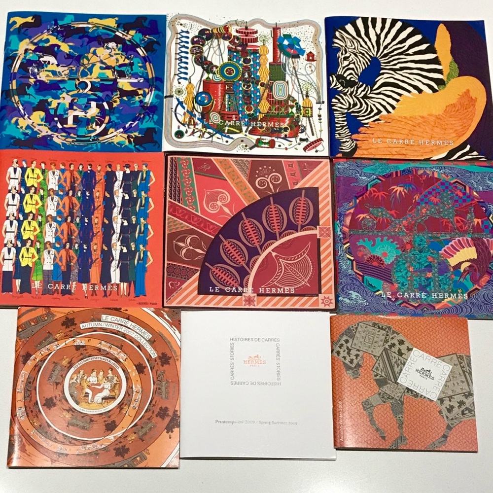 Hermès Colorful Scarf design booklet Collection x9 different ones mint